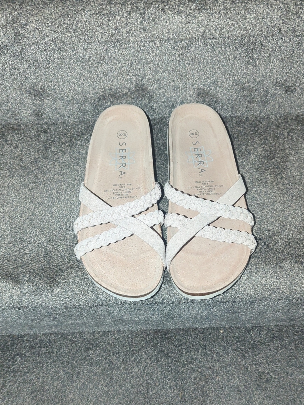 Serra Cream Braided Cross-Strap Slide Sandals